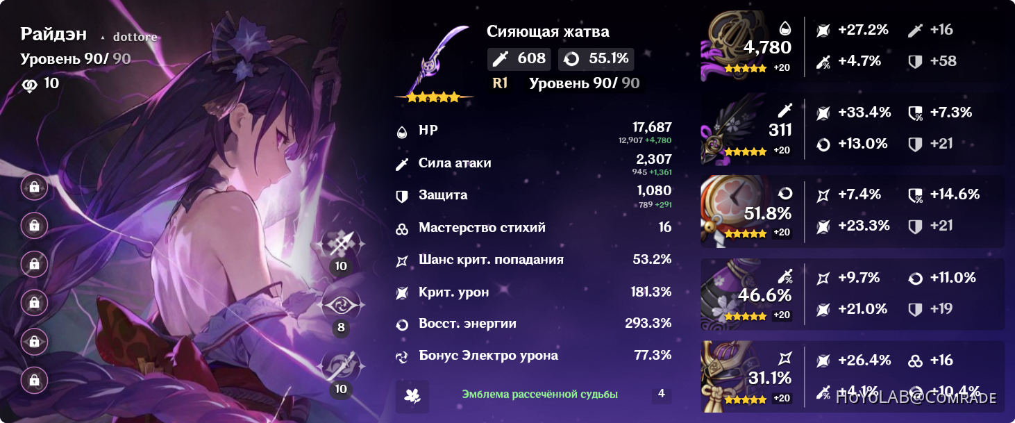 Райден моего друга, который выбил ее по приколу на реране Vs Моя Райден ...