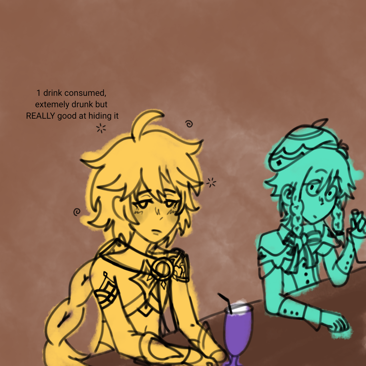 this is how I imagine their alcohol tolerance Genshin Impact HoYoLAB