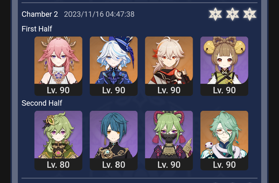 Bloom Team the 2nd team was against dendro chicken but still cleared w lvl 80 xq ...