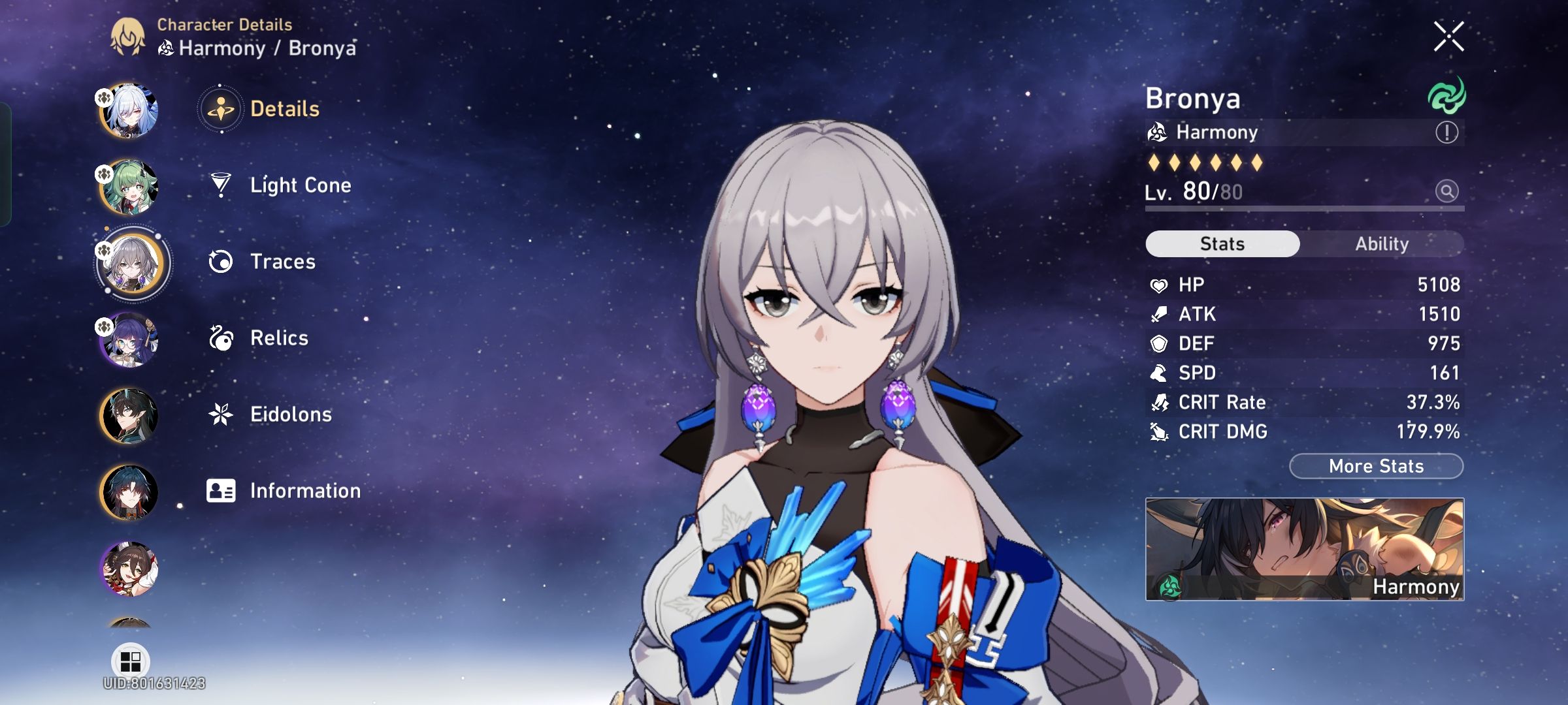 Yo guys 161speed bronya or 134 speed bronya for jingliu? Honkai 