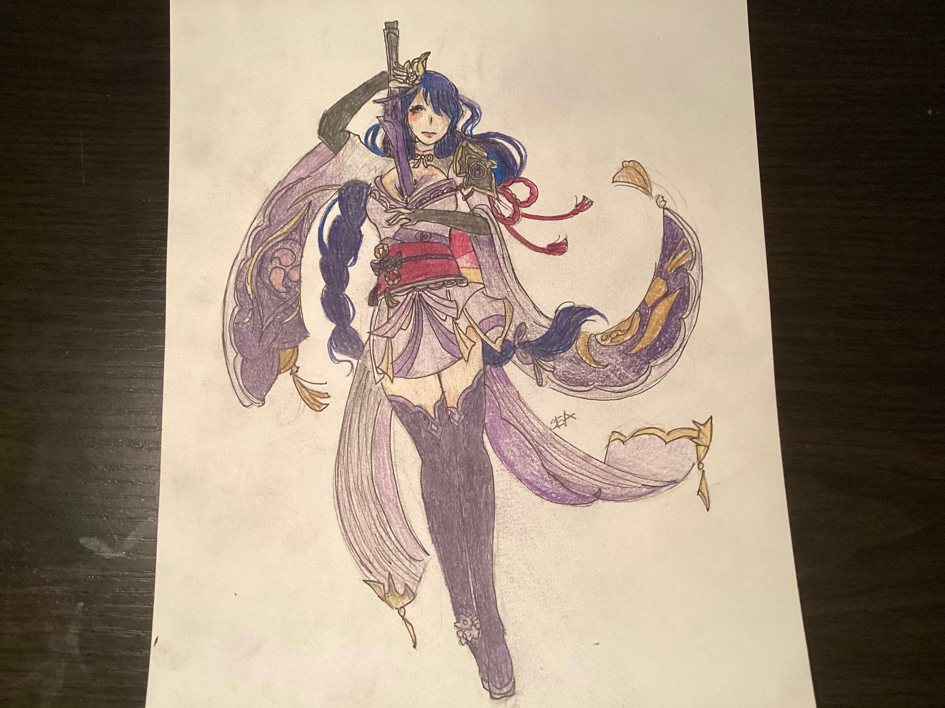 I drew raiden shogun Genshin Impact | HoYoLAB