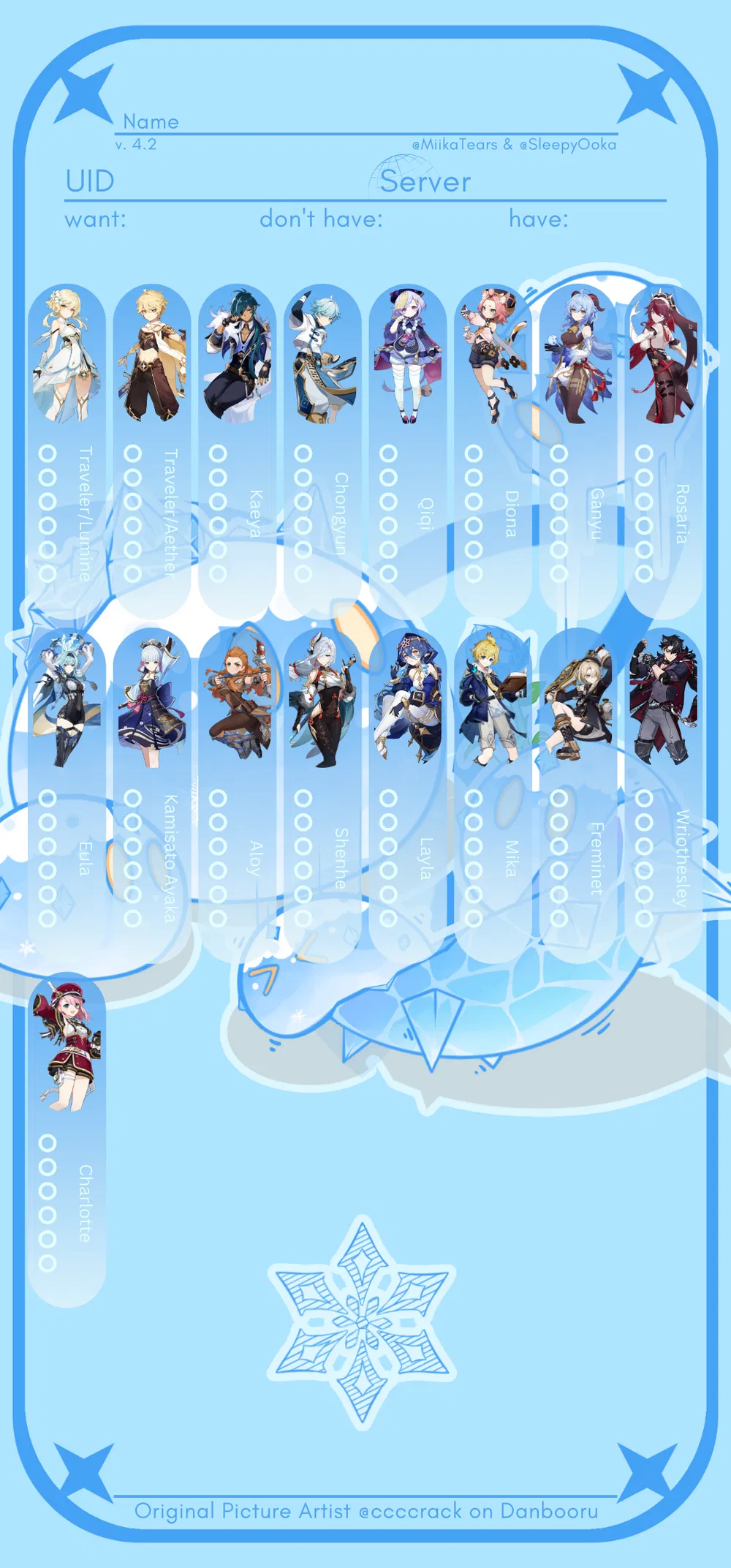 Genshin Impact Character Checklist by element ^ ^/ Genshin Impact HoYoLAB