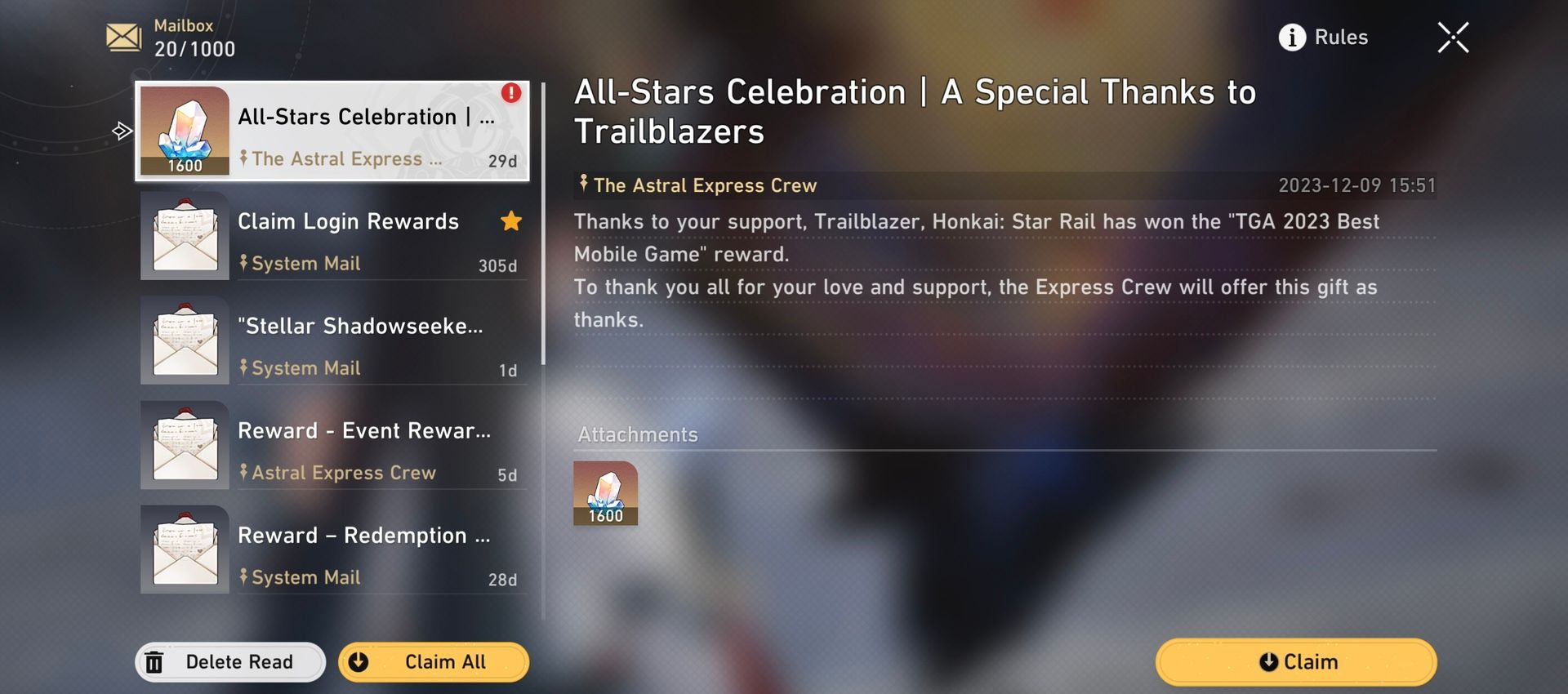 Reward Distribution Genshin Impact | HoYoLAB