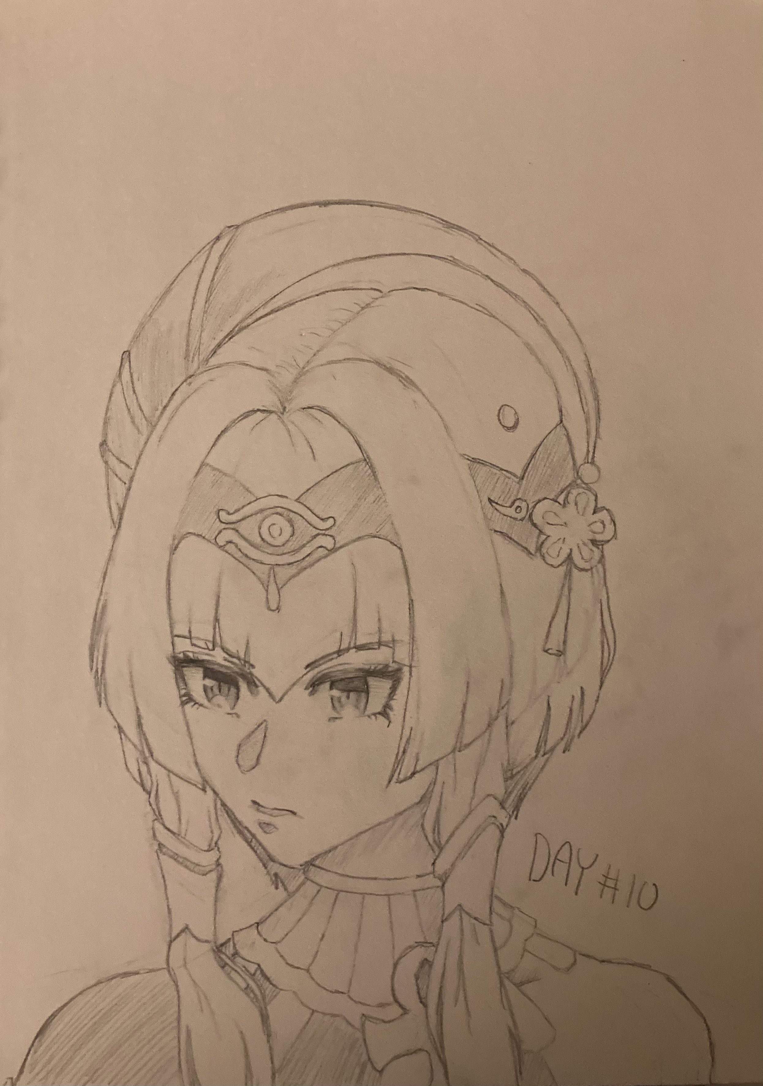 Drawing Genshin characters every day in alphabetical order Day 10