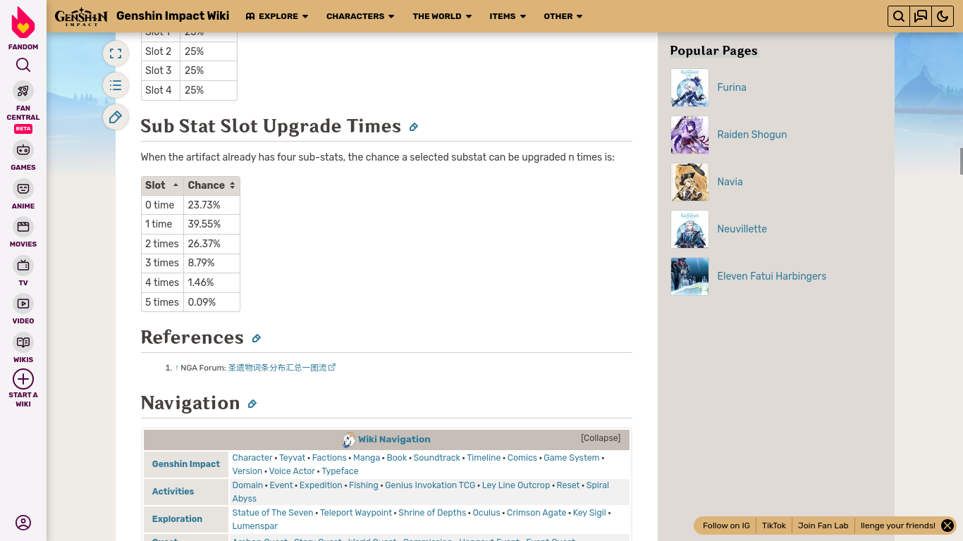 Genshin Substat rolls probabilities Genshin Impact HoYoLAB