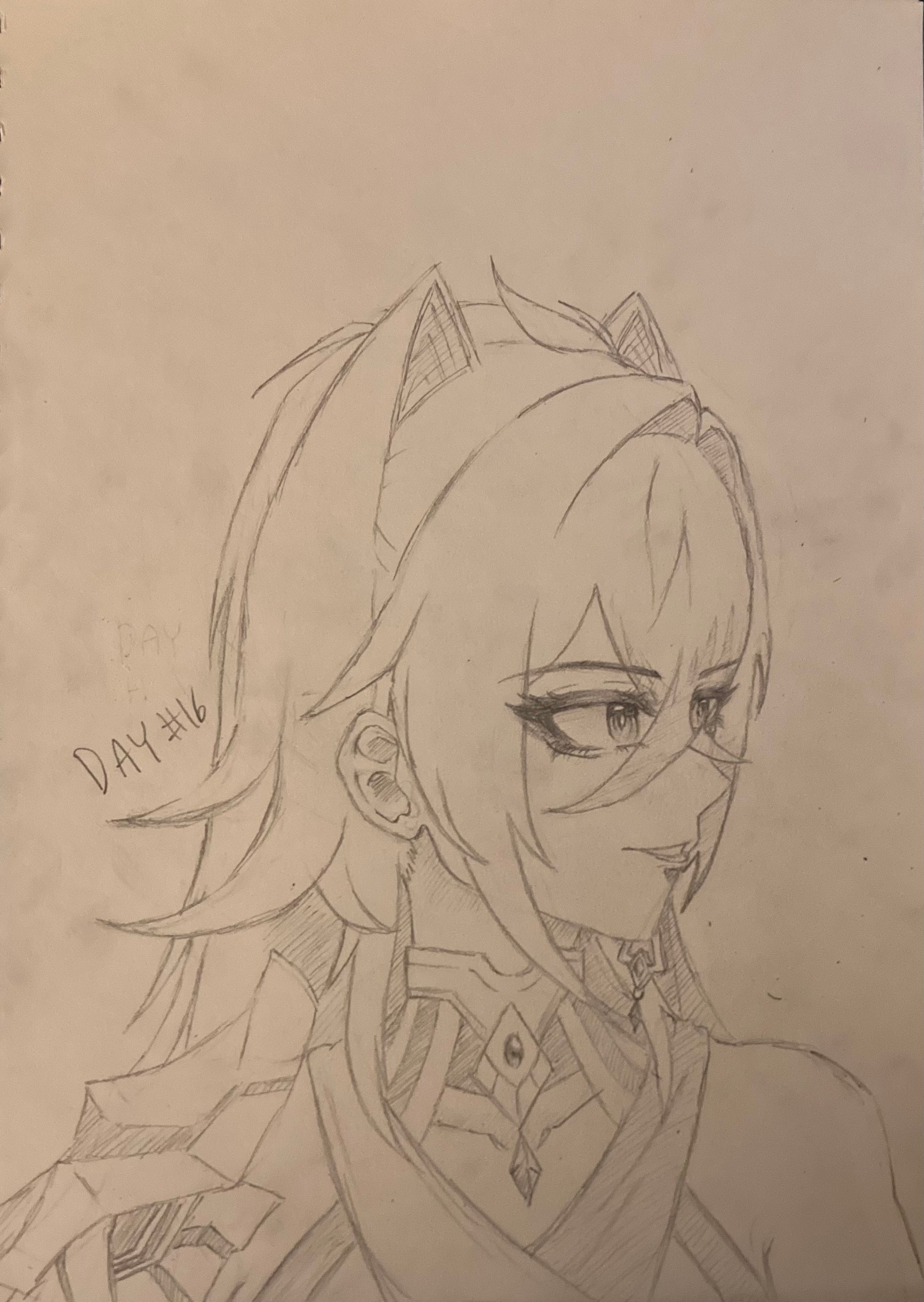 Drawing Genshin characters every day in alphabetical order Day 16