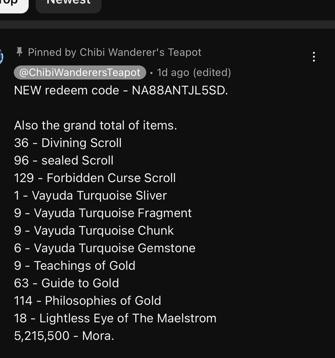 Redemption code + materials for cloud retainer ☁️ Genshin Impact HoYoLAB