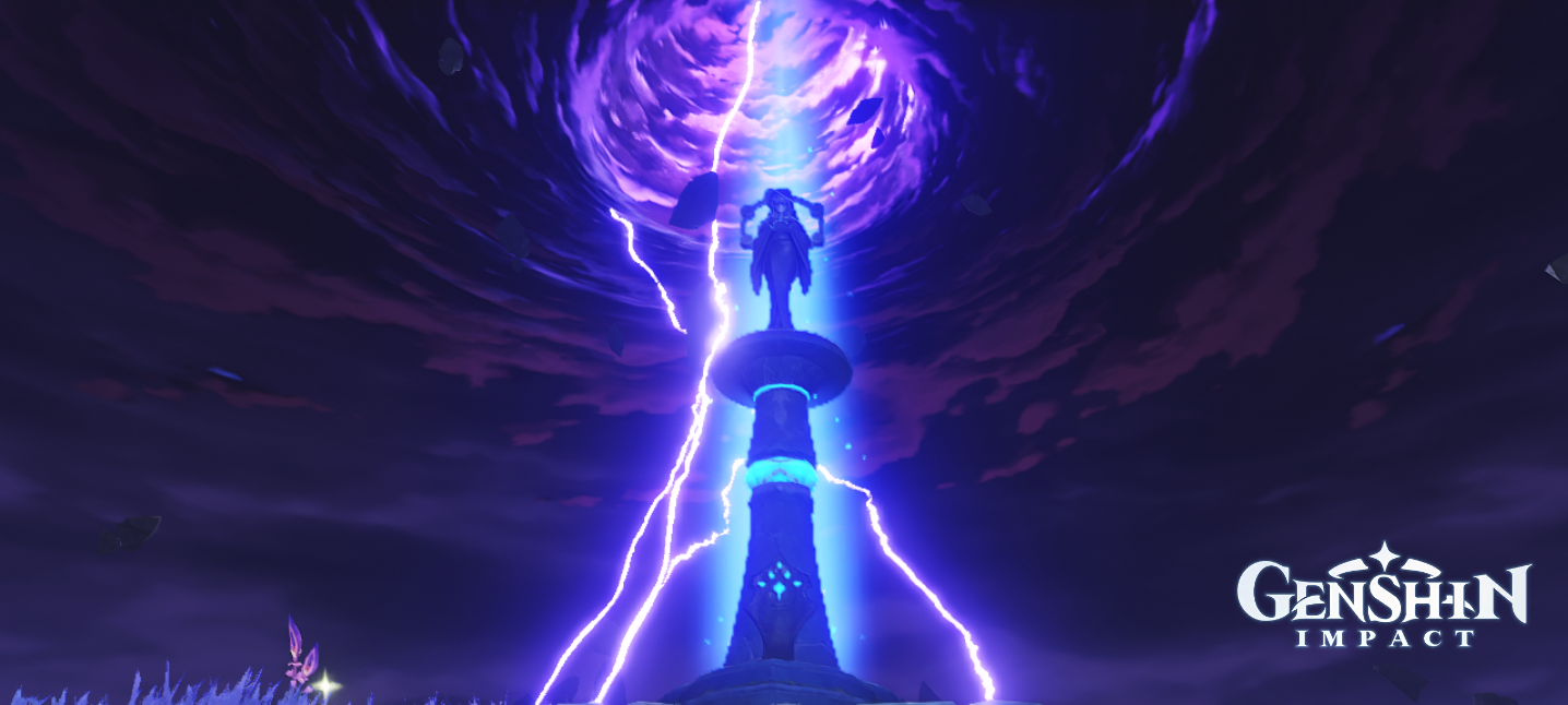 Electro Statue of Seven amidst the mighty storm. Genshin Impact HoYoLAB
