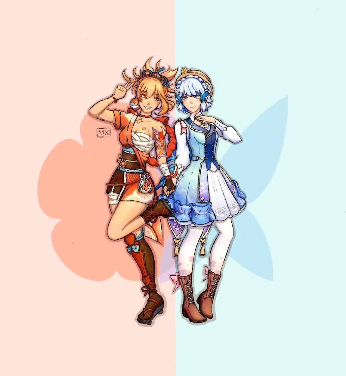 Ayaka x Yoimiya fanart! Genshin Impact | HoYoLAB