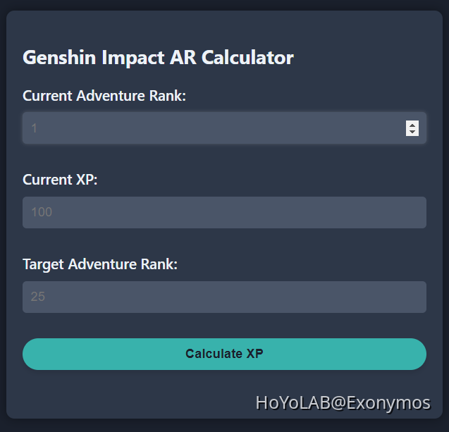 I made an AR Calculator Genshin Impact HoYoLAB