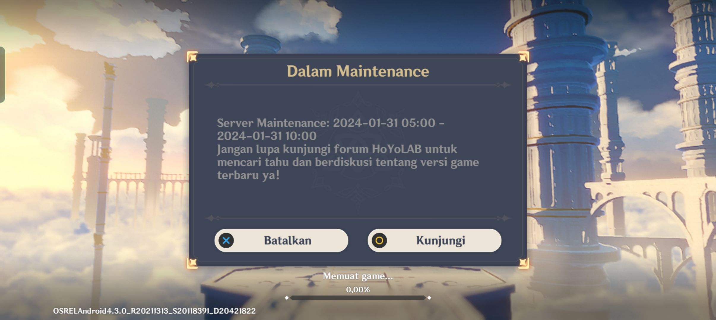 maintanance genshin Ampe jam 10 ( Genshin Impact HoYoLAB