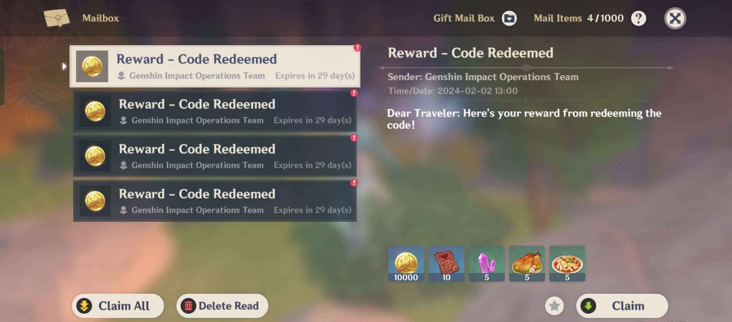  genshin impact redeem code available in early february genshin
