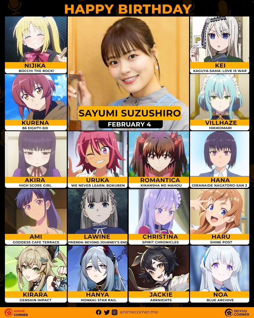 Genshin HSR HAPPY BIRTHDAY 🎉 SUZUSHIRO SAYUMI (鈴代 紗弓) CV của KIRARA