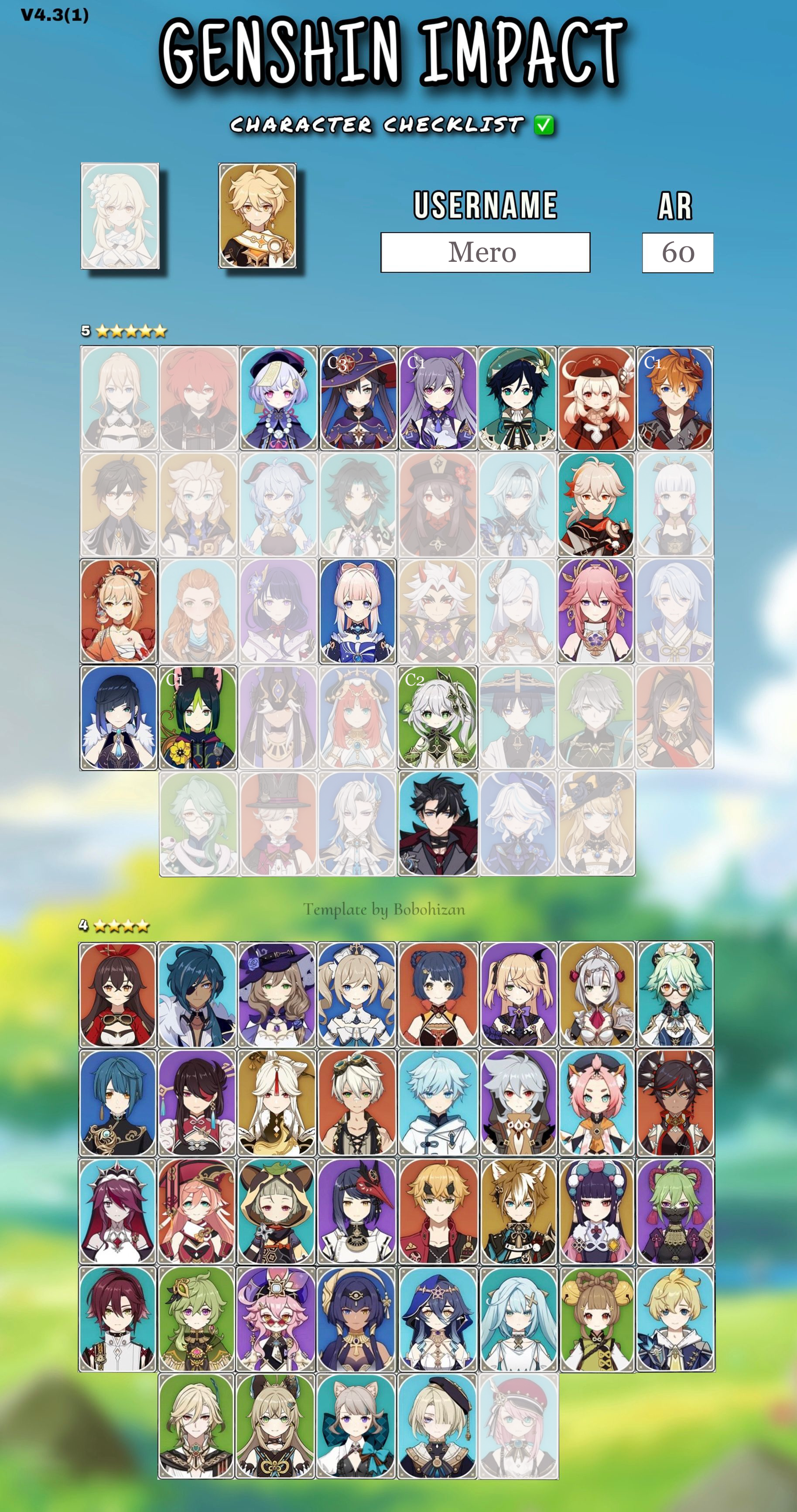 Character check list 4.3 Genshin Impact | HoYoLAB