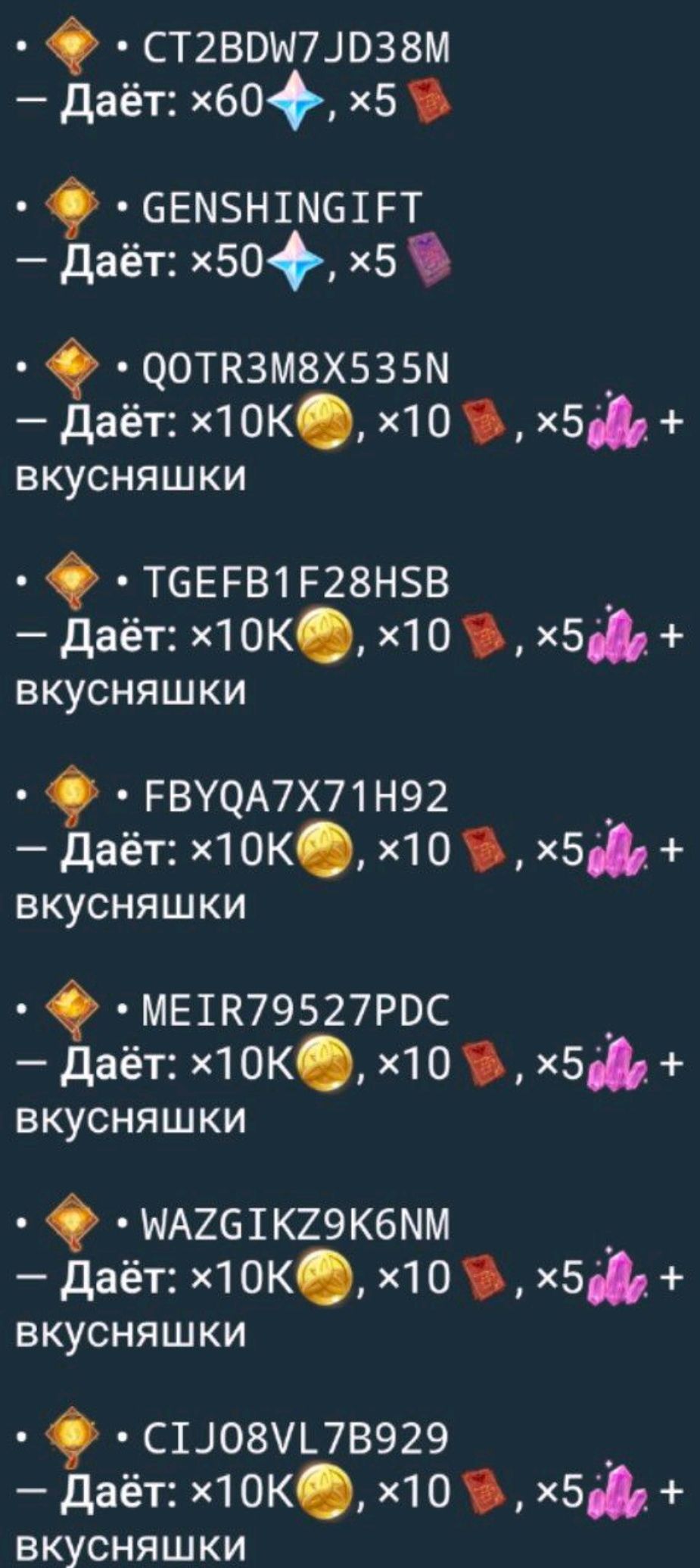 рабочие промокоды Genshin Impact | HoYoLAB