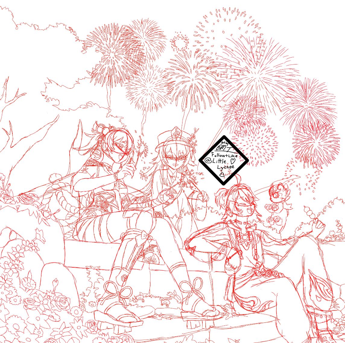 Pyro Friends (ngl this took 2 days) Genshin Impact | HoYoLAB