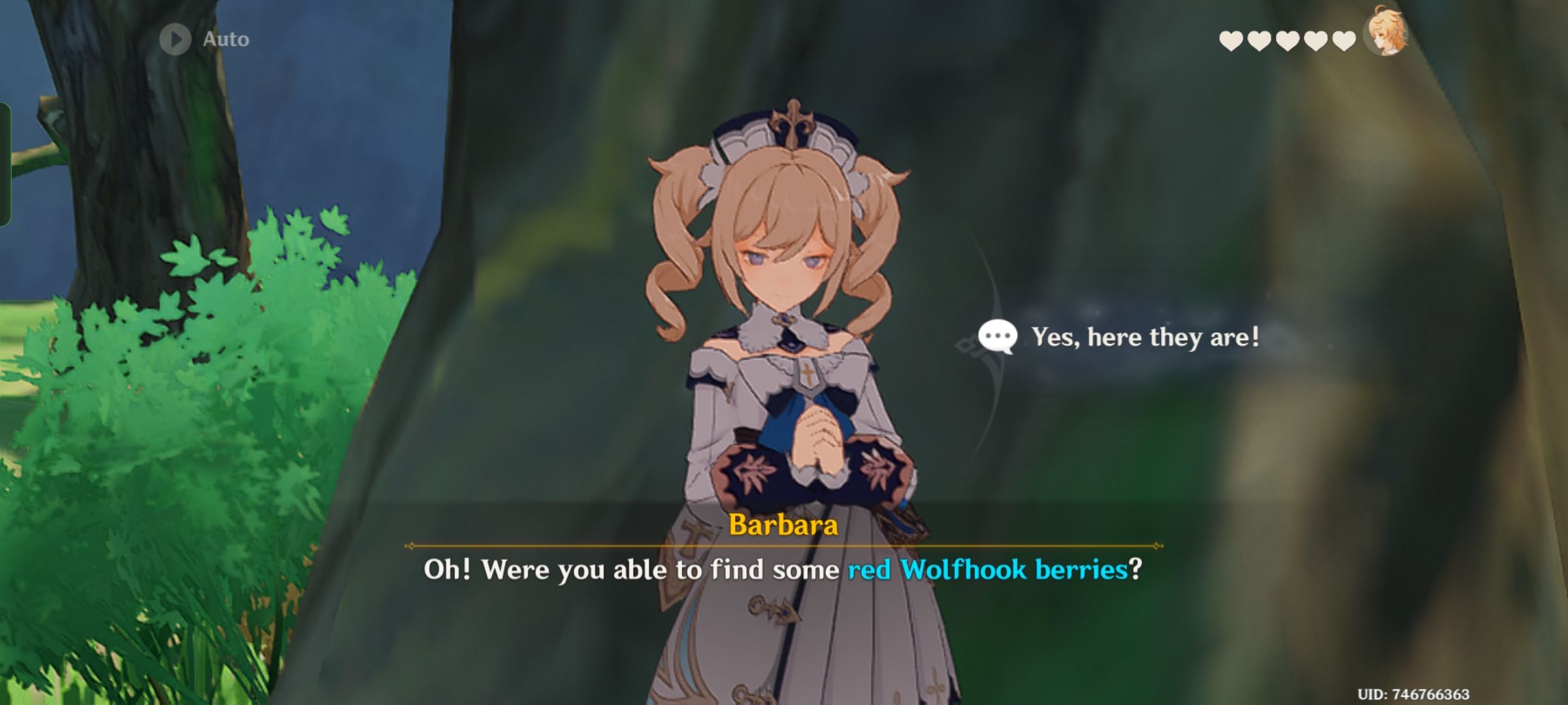 Barbara Story Quest! Red Wolfhook Berries? Genshin Impact HoYoLAB