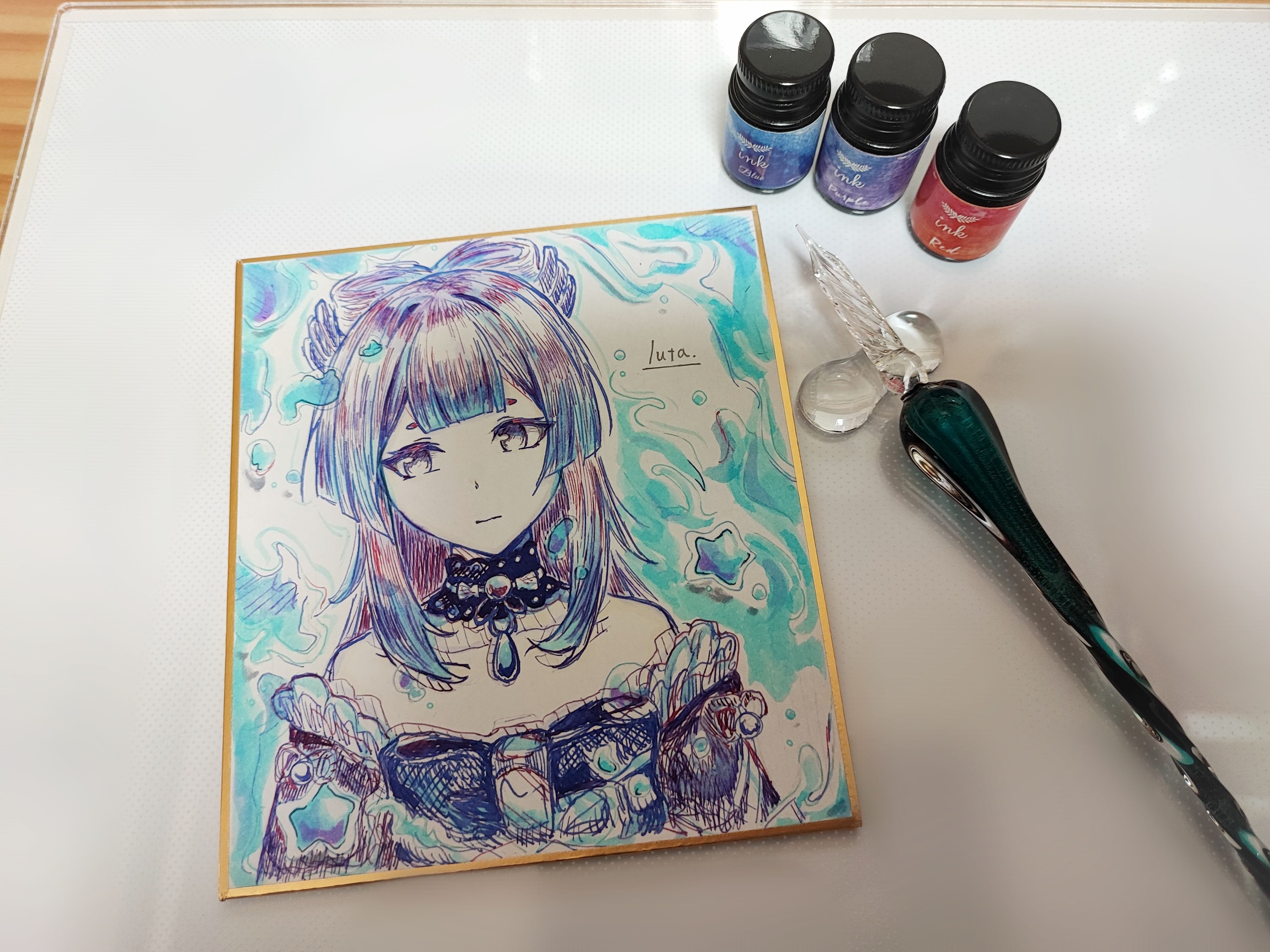 ガラスペンで1発描き！【心海】 Genshin Impact | HoYoLAB