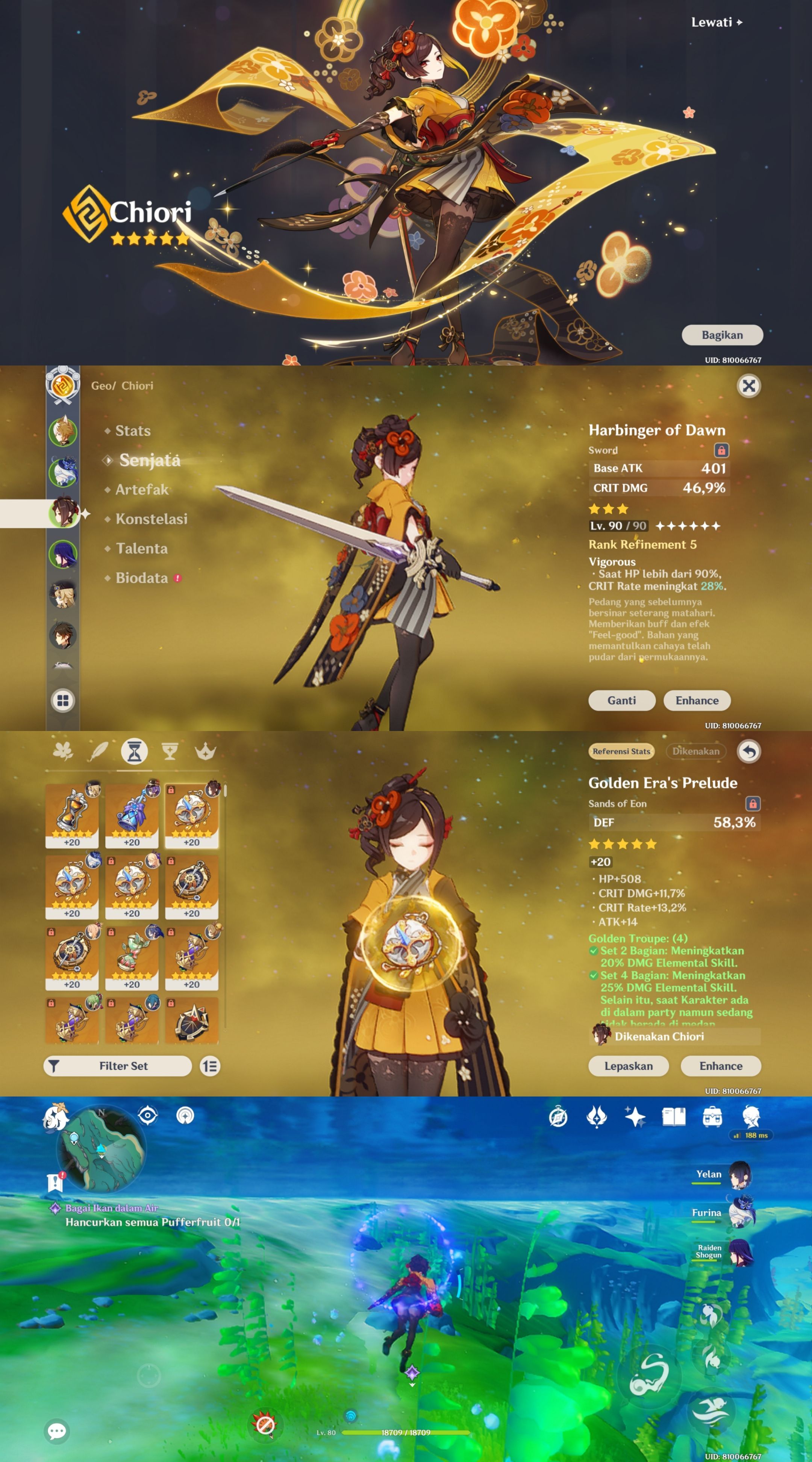 ternyata chiori gak bisa lompat2 d air kayak karakter fontine lain nya