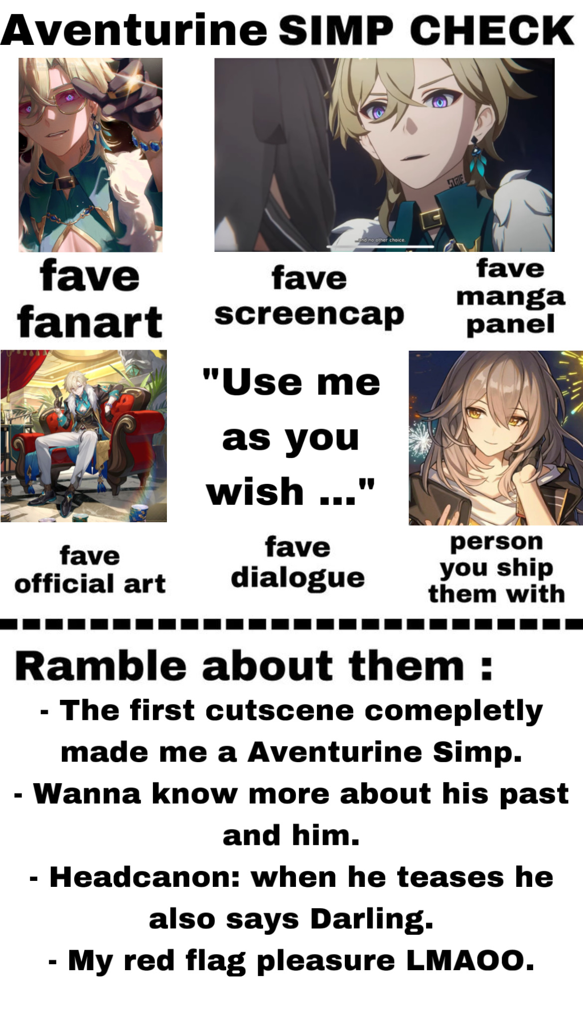 Aventurine simp check Honkai: Star Rail | HoYoLAB