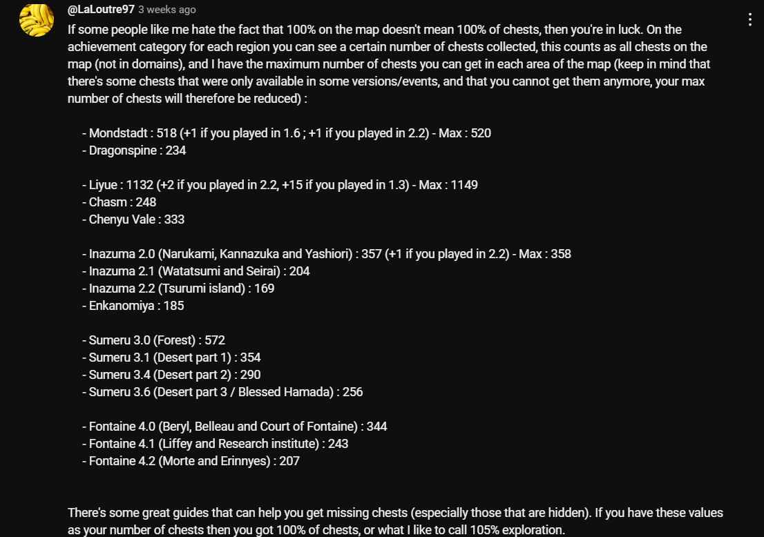 Total number of chests in each region Genshin Impact HoYoLAB