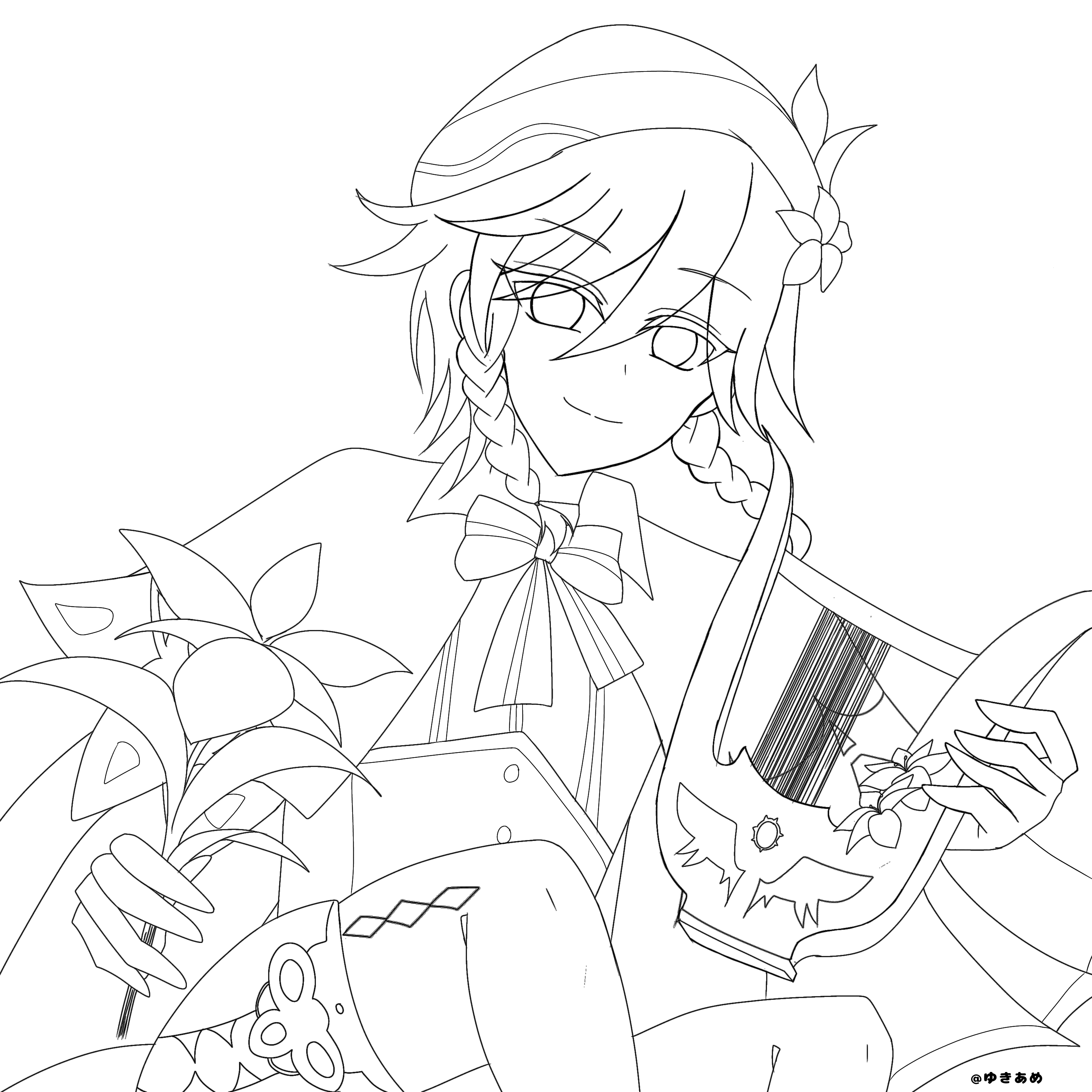 【絵】和歌、神秘的なキャラクターの線画アート 線画！ - ibisPaint