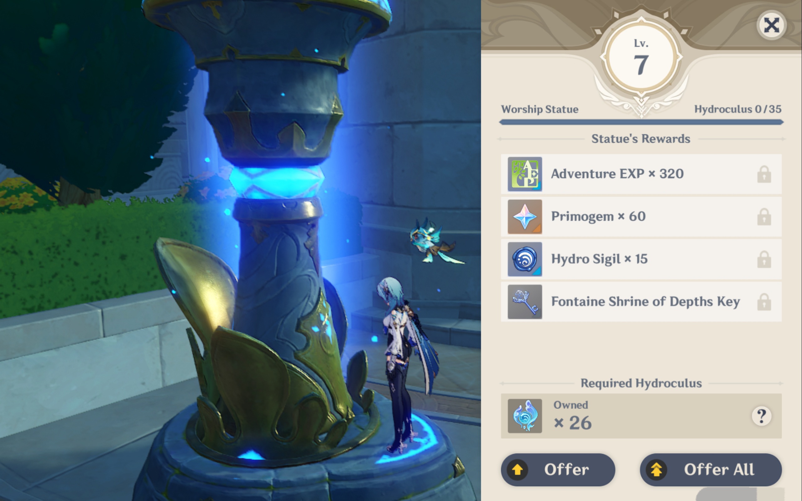 What is the current max level of statues of seven in Sumeru and Fontaine? Genshin Impact HoYoLAB