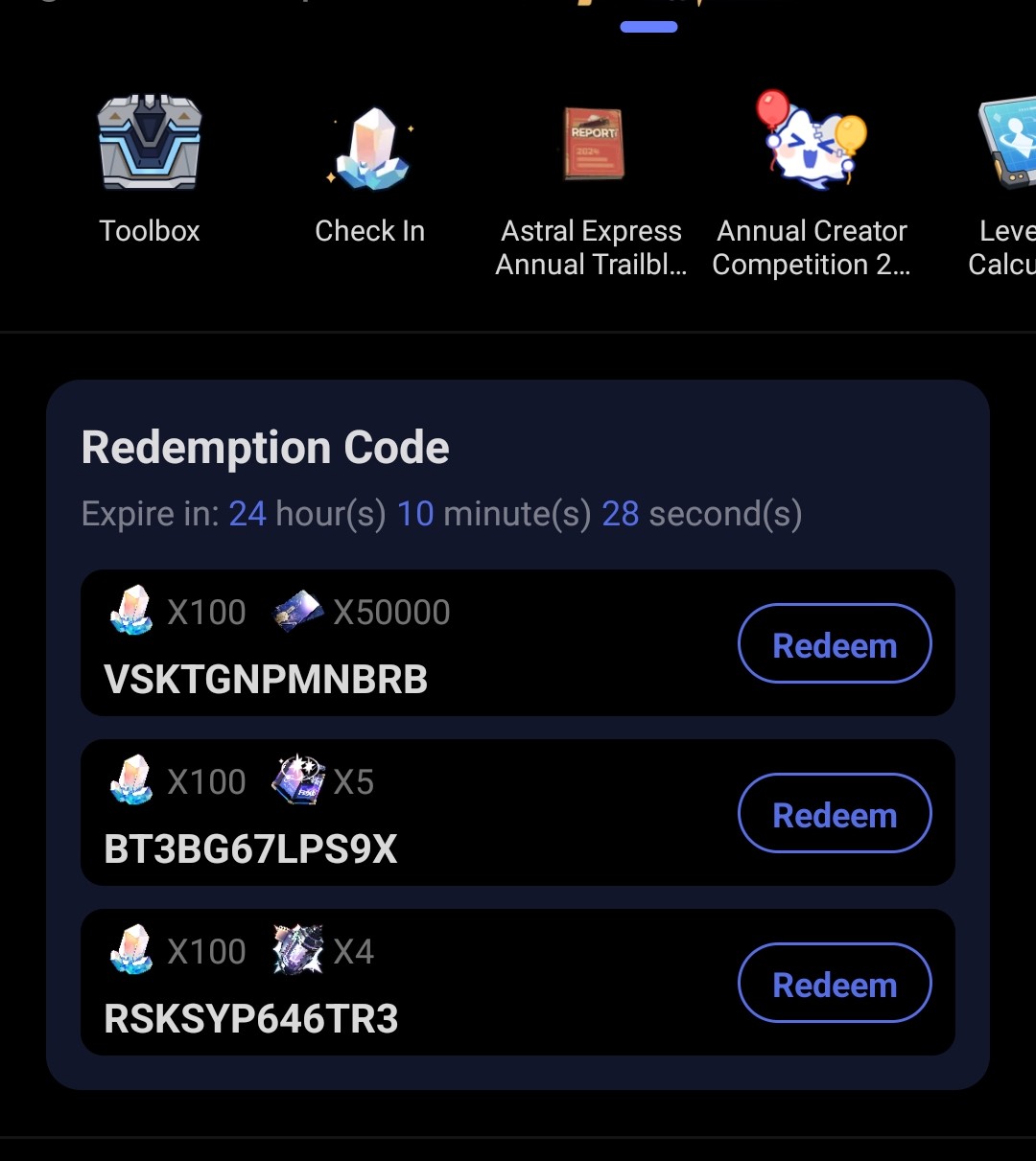 you can't make this up, hsr having codes that actually lasts more than ...