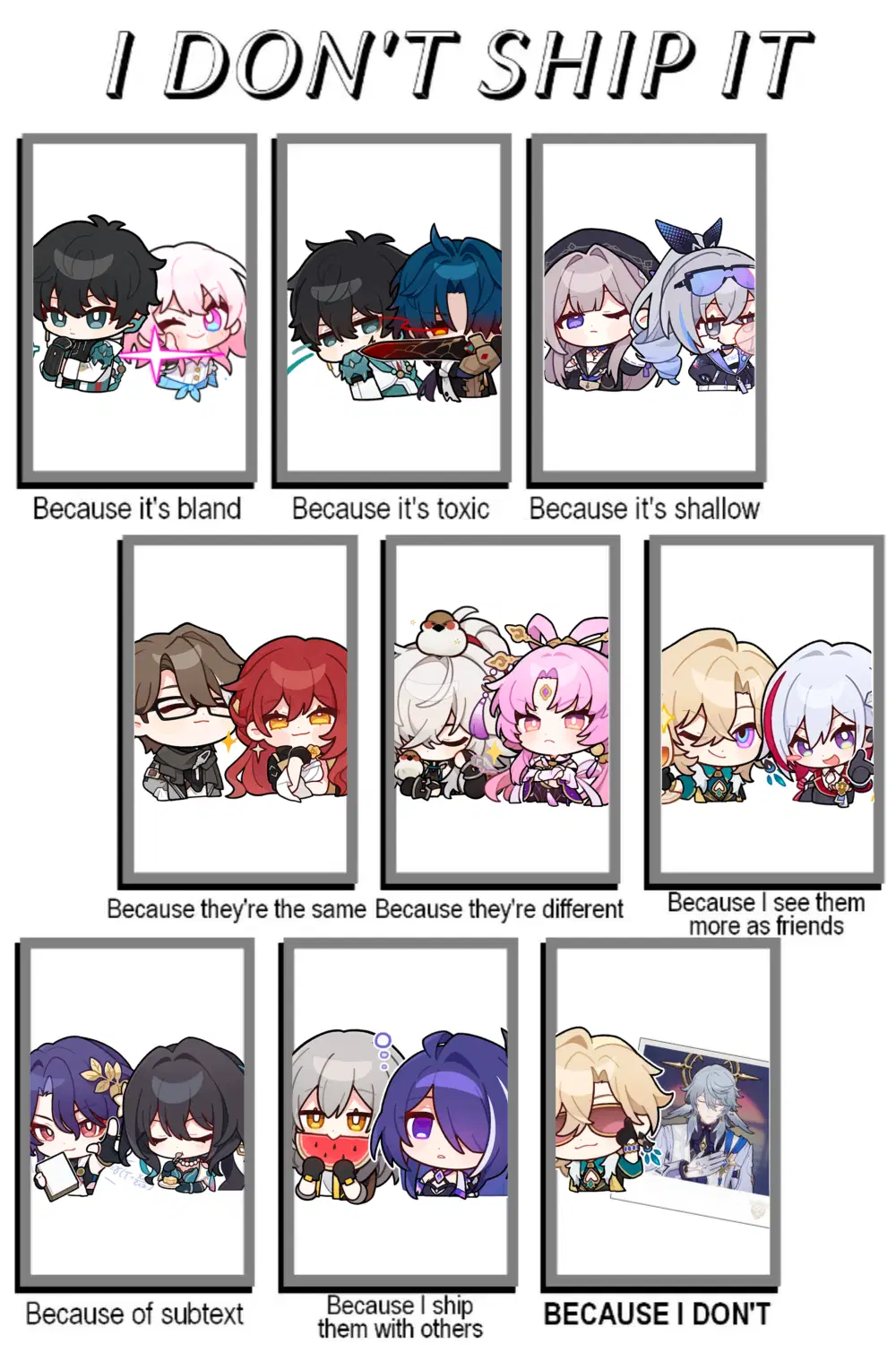 I don’t ship it HSR (+ reasons and blank template) Honkai: Star