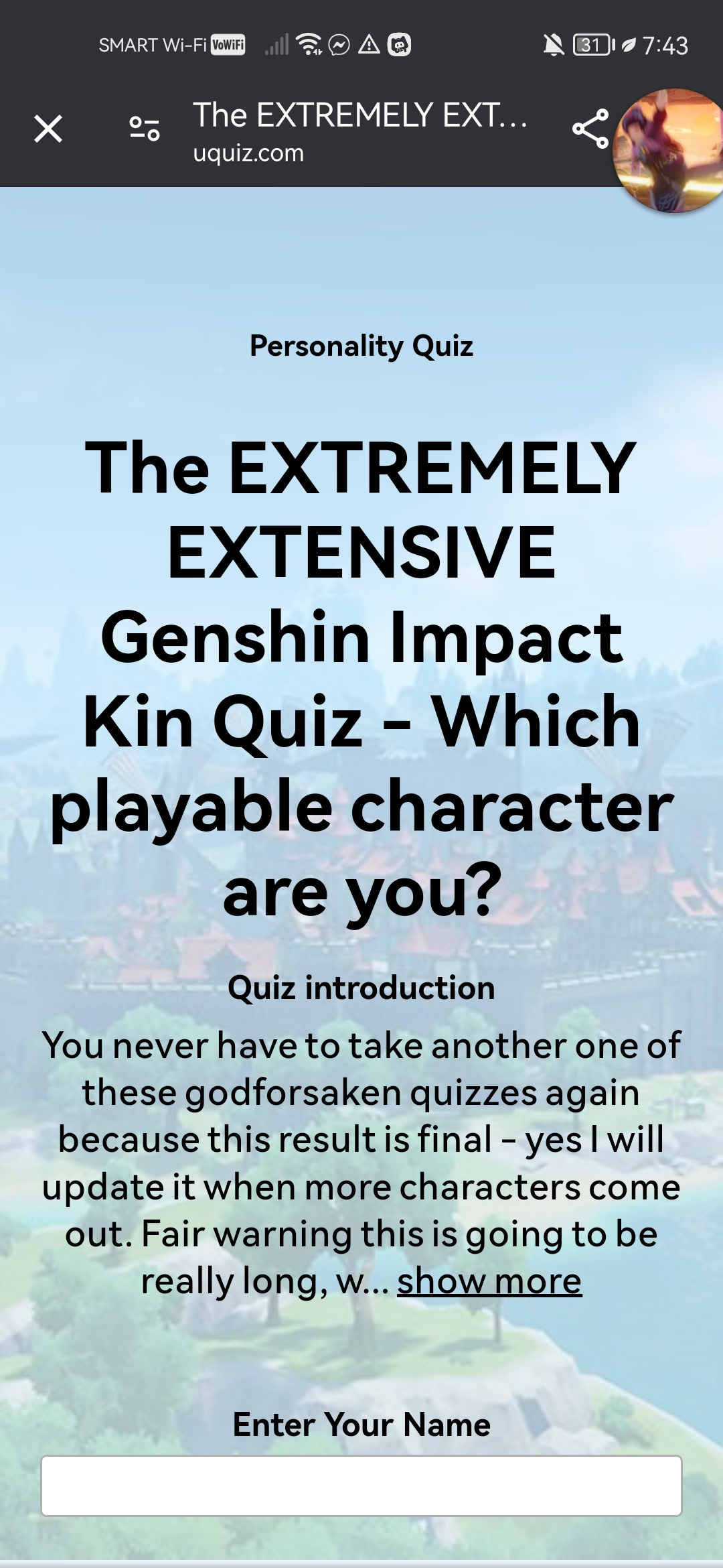 Genshin Kin Quiz Genshin Impact | HoYoLAB