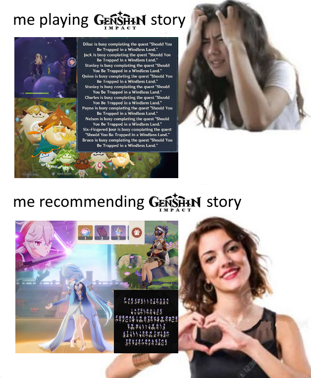 Me Playing Genshin Story VS. Me Recommending It Genshin Impact | HoYoLAB