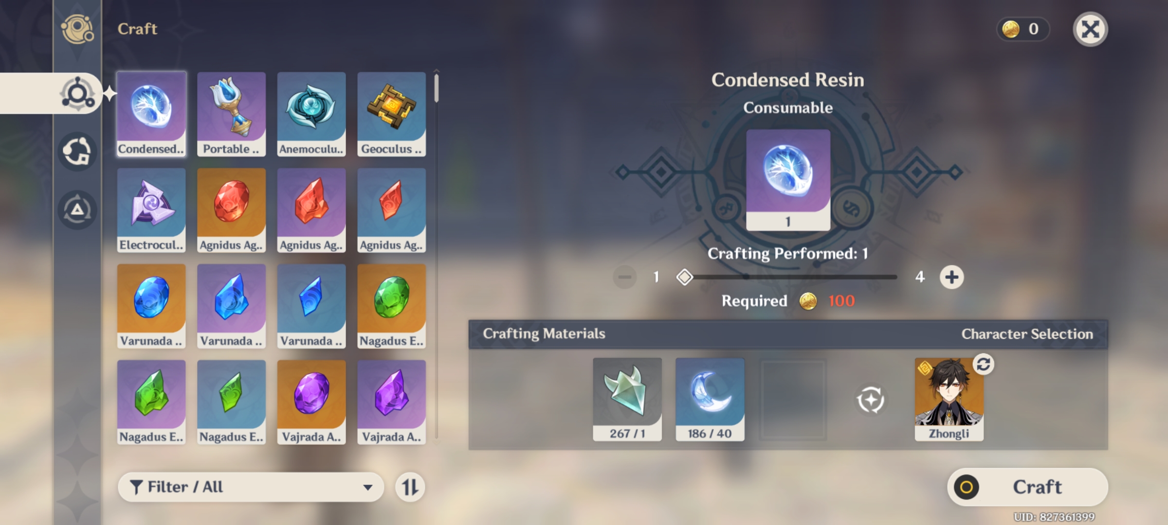 Zhongli can't craft condensed resin Genshin Impact HoYoLAB