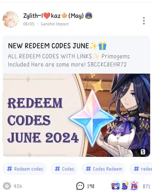 Redeem Codes 🎁♥️ Genshin Impact | HoYoLAB