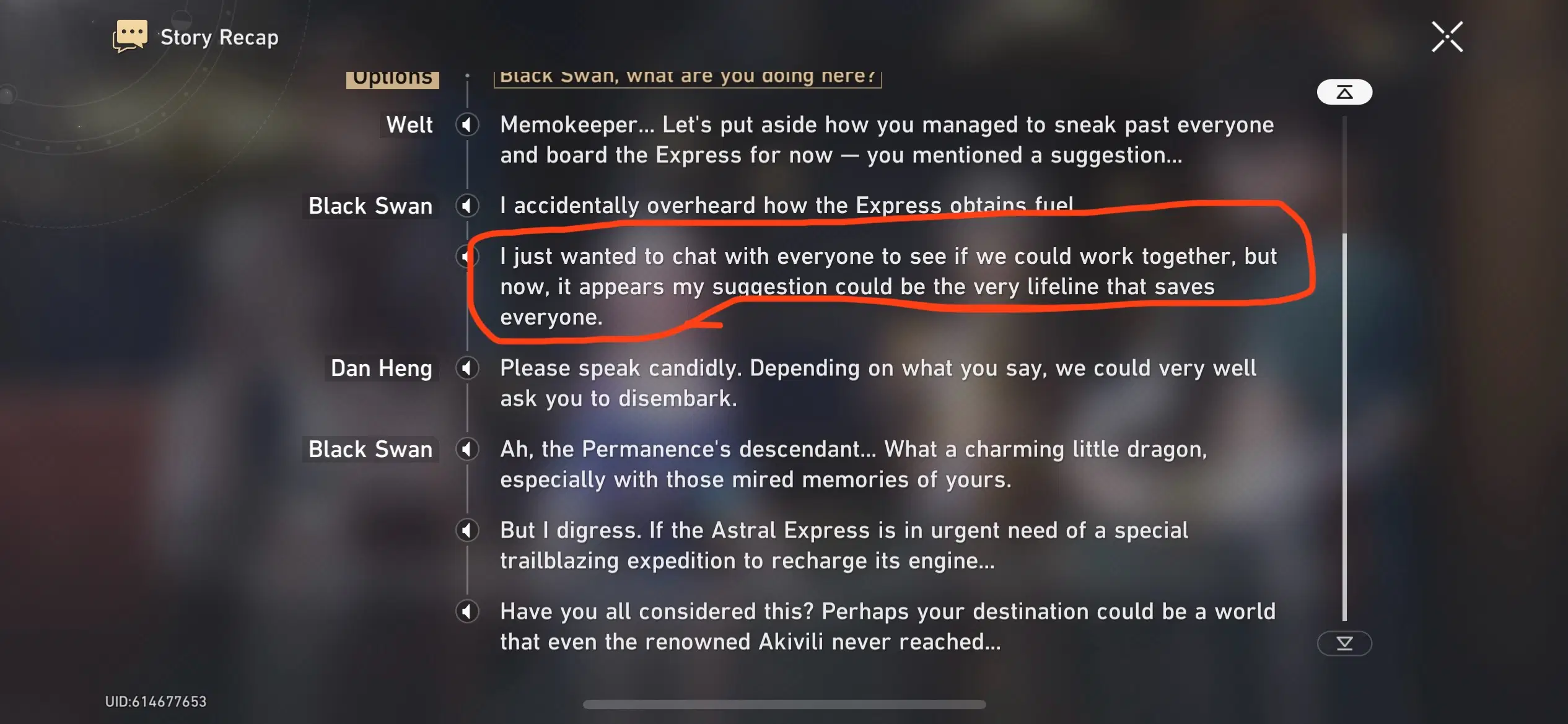 Ooh does this mean Black Swan’s coming with us for the next quest