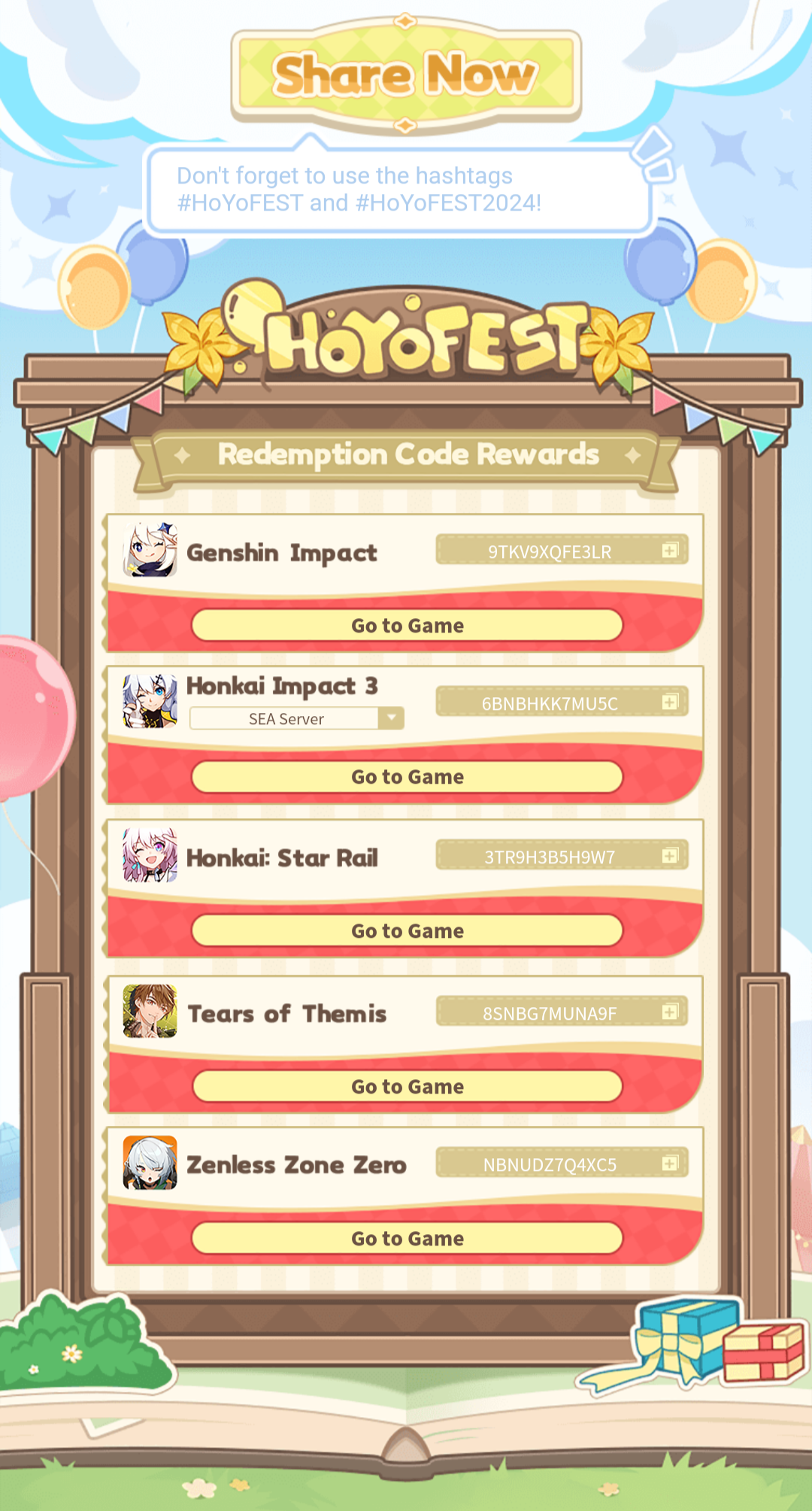 HoYoFEST2024 Redemption Codes | HoYoLAB