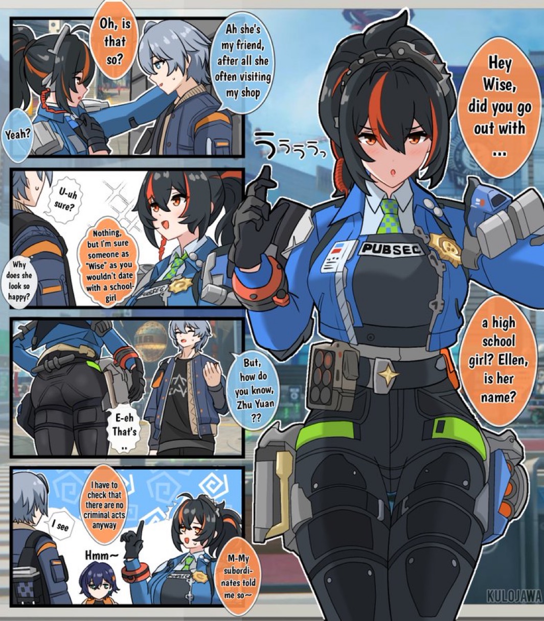 Zhu Yuan making sure Wise’s not breaking the law Zenless Zone Zero