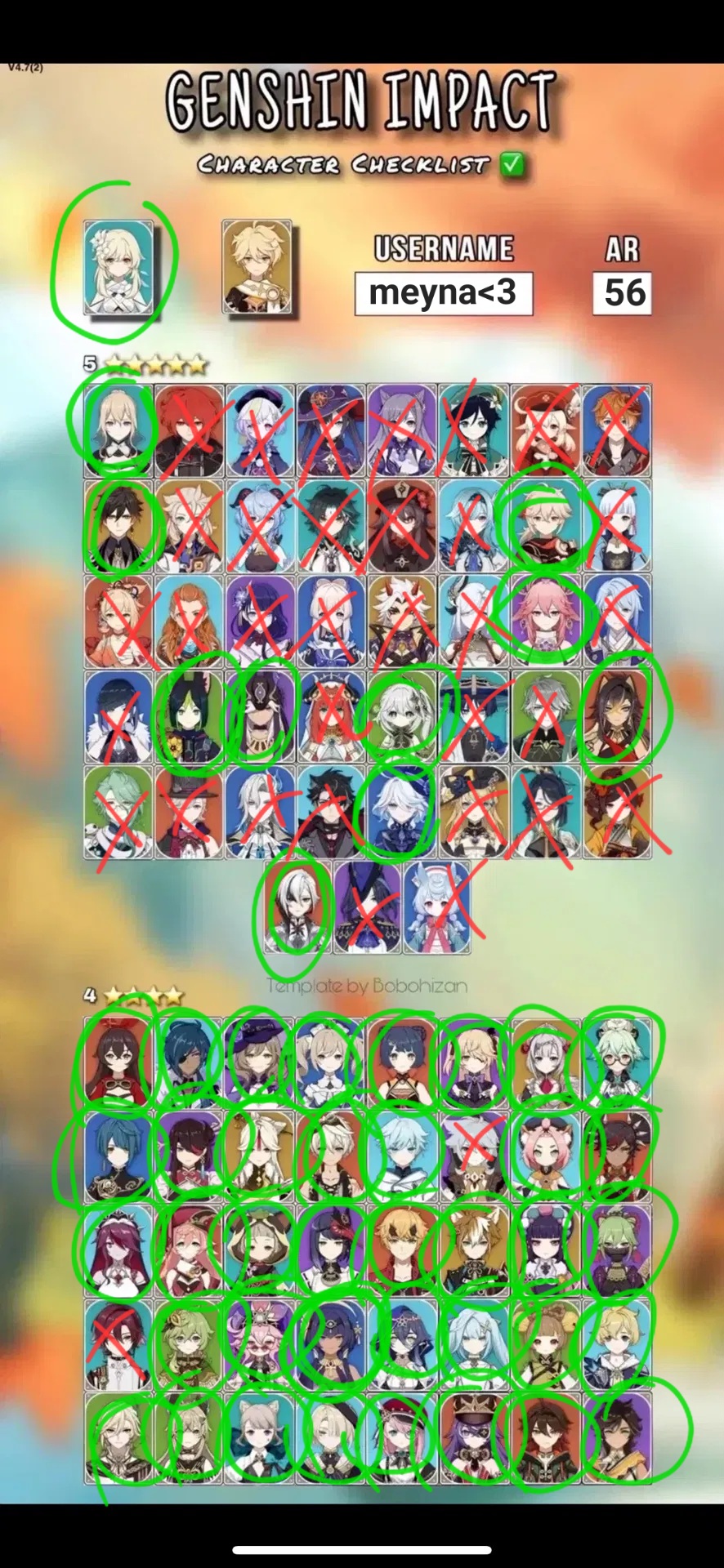 My character roster (AR 56, soon 57) Genshin Impact | HoYoLAB
