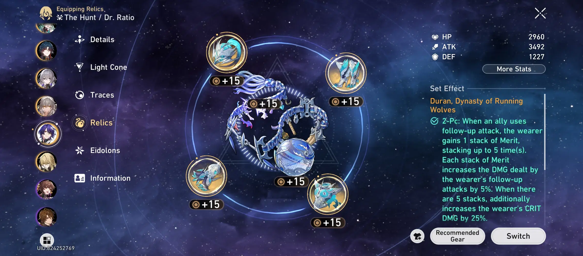 My relic pre-farm for 