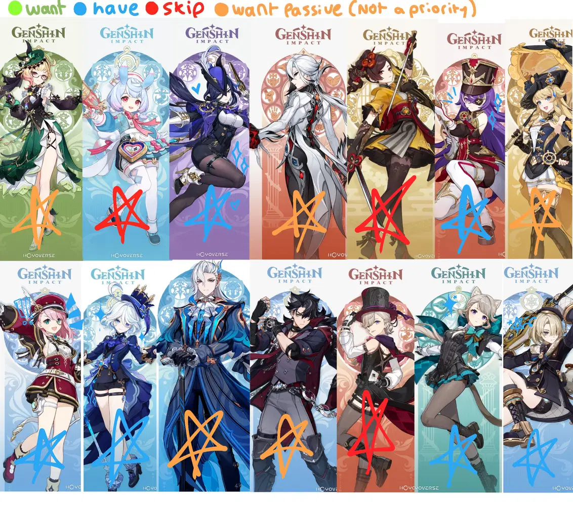 トランプ Fontaine Character Fontaine characters that I have, want or have skipped 🫶 Genshin