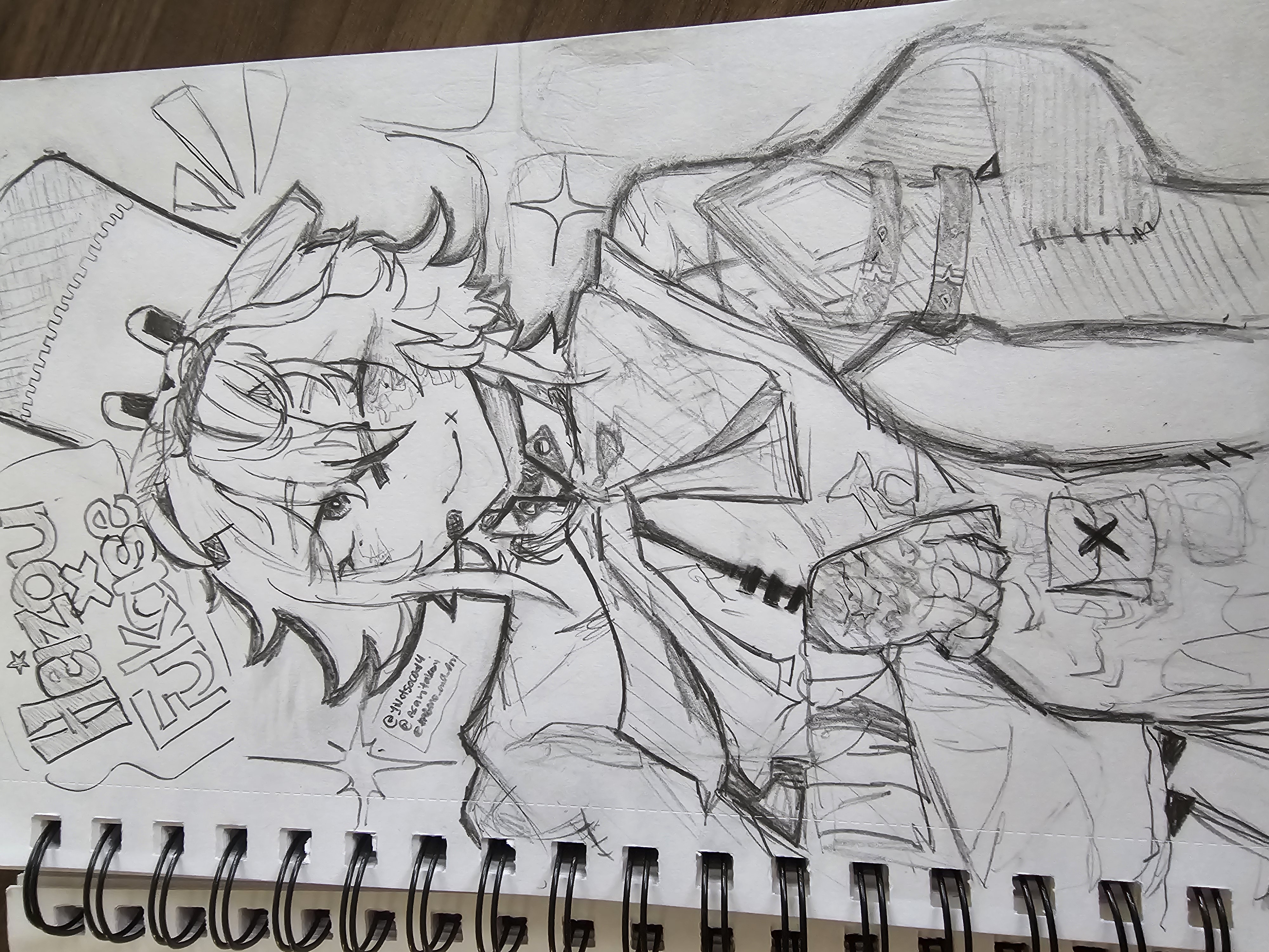 First Drawing of my Genshin x Vocaloid series!!!! Heizou + Fukase