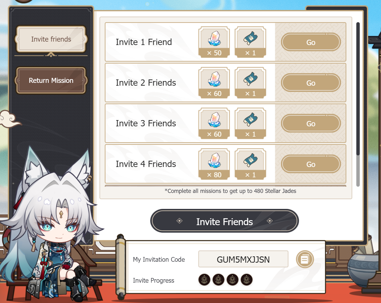HSR invitation code, feel free to use! ^^ Honkai: Star Rail | HoYoLAB