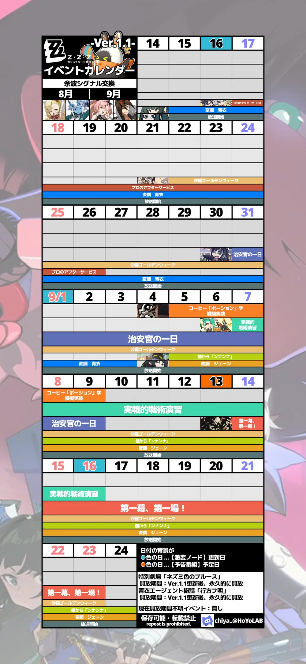 Ver.1.1】イベントカレンダー Zenless Zone Zero | HoYoLAB