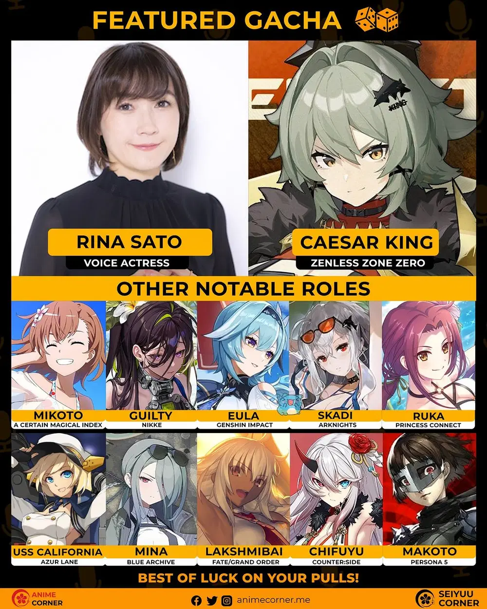Rina Satō, Caesar&rsquo;s JP VA, ladies and gentlemen! Zenless Zone Zero 