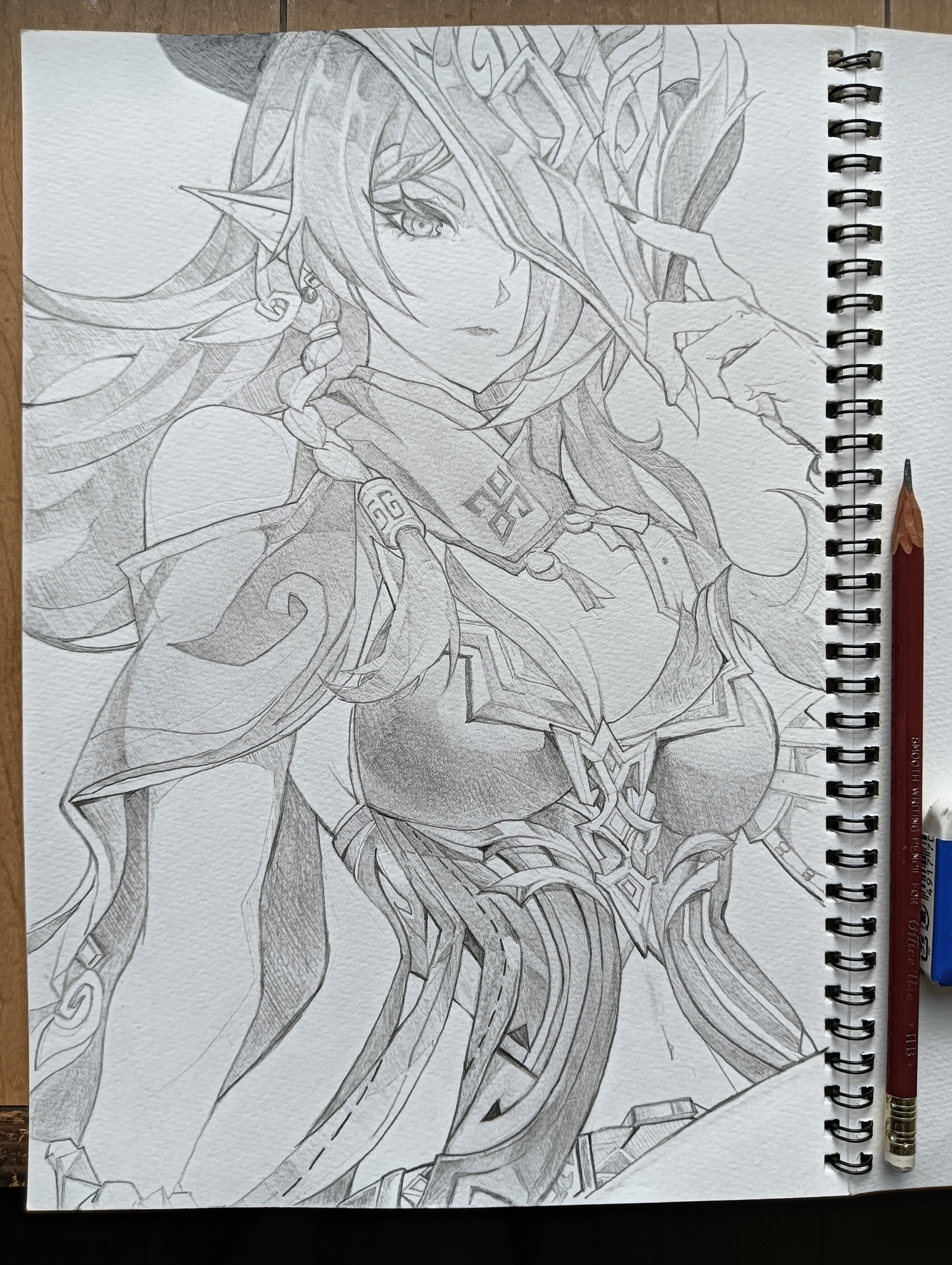 鉛筆でチャスカさん描きました Genshin Impact | HoYoLAB