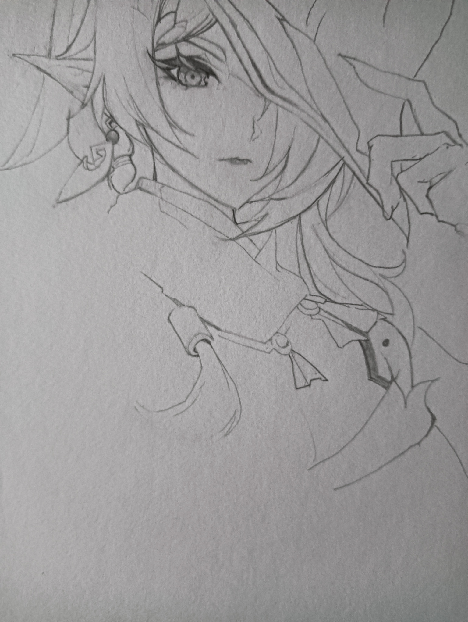 鉛筆でチャスカさん描きました Genshin Impact | HoYoLAB