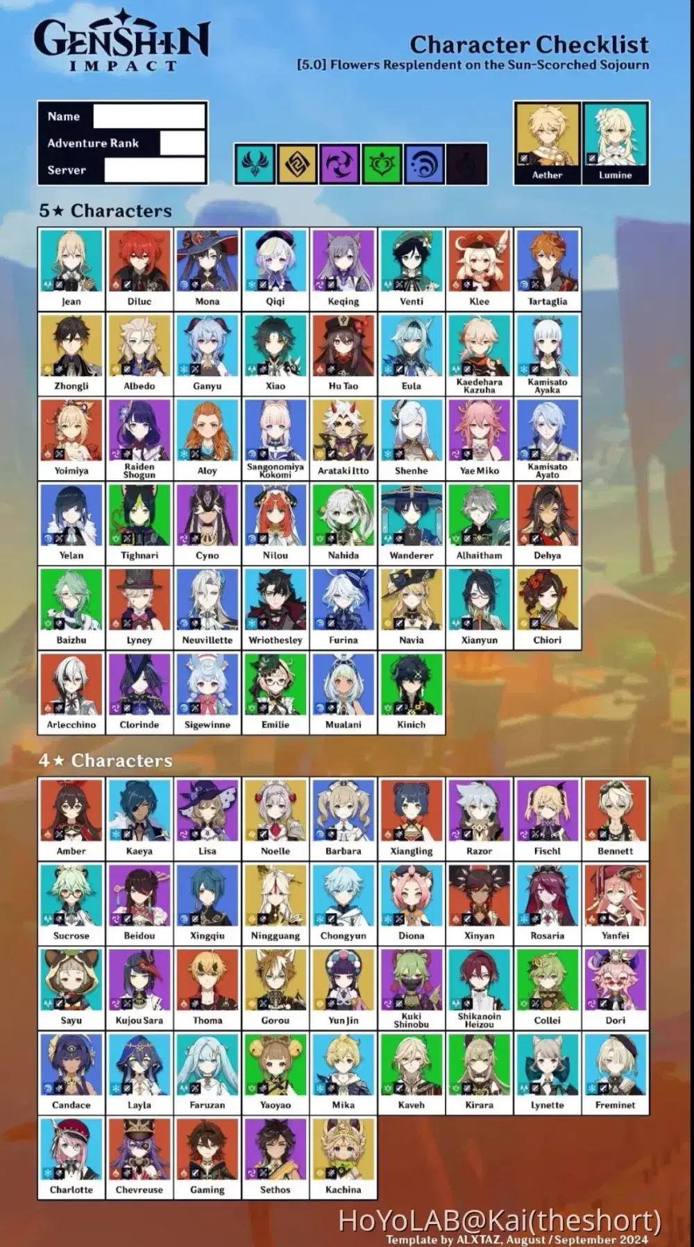 would prob be easier to highlight the 4*s i don&rsquo;t have Genshin 