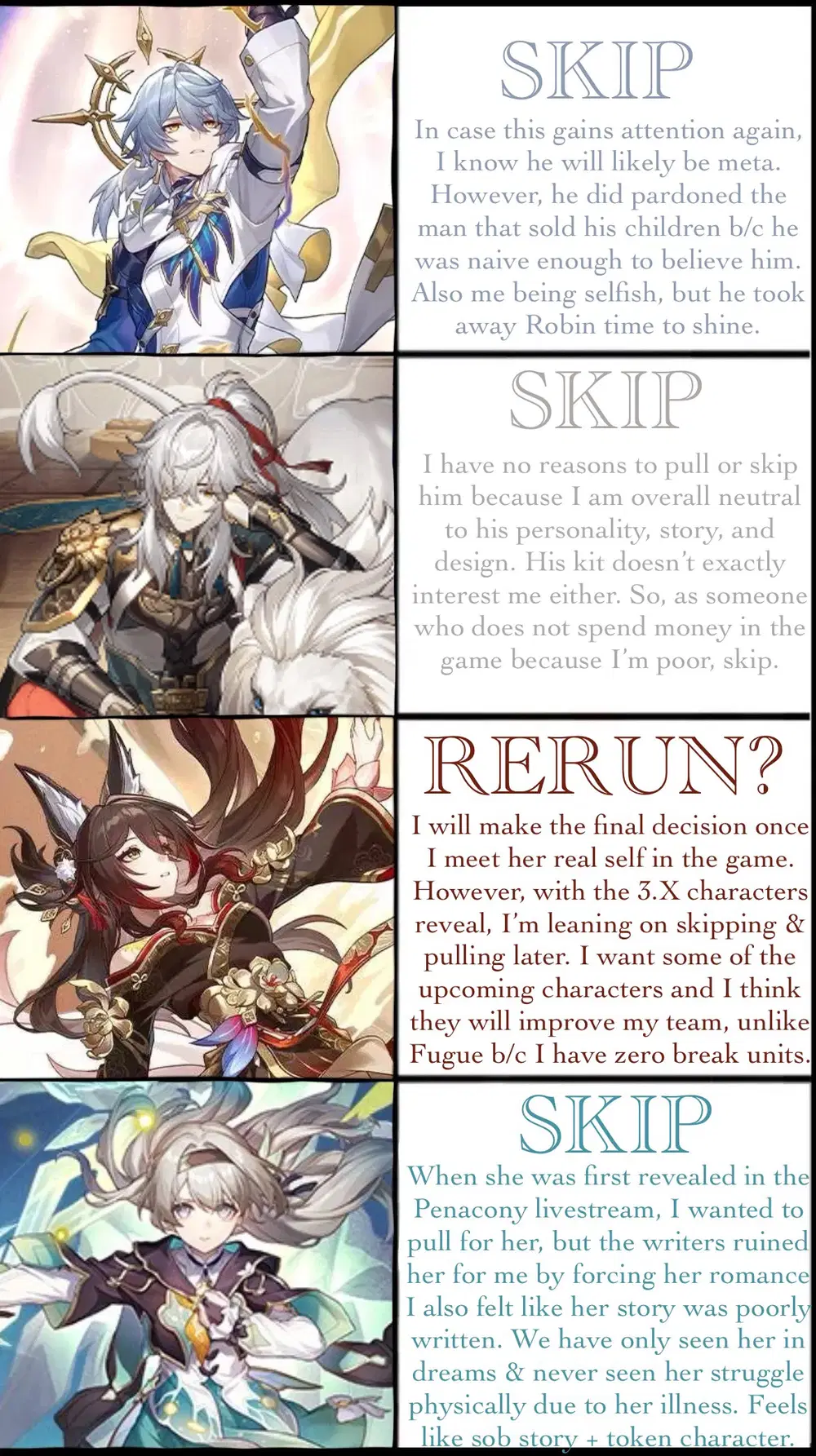 Unpopular opinion 2.7 Skip Plans + Current Amphoreus Pull Plans 