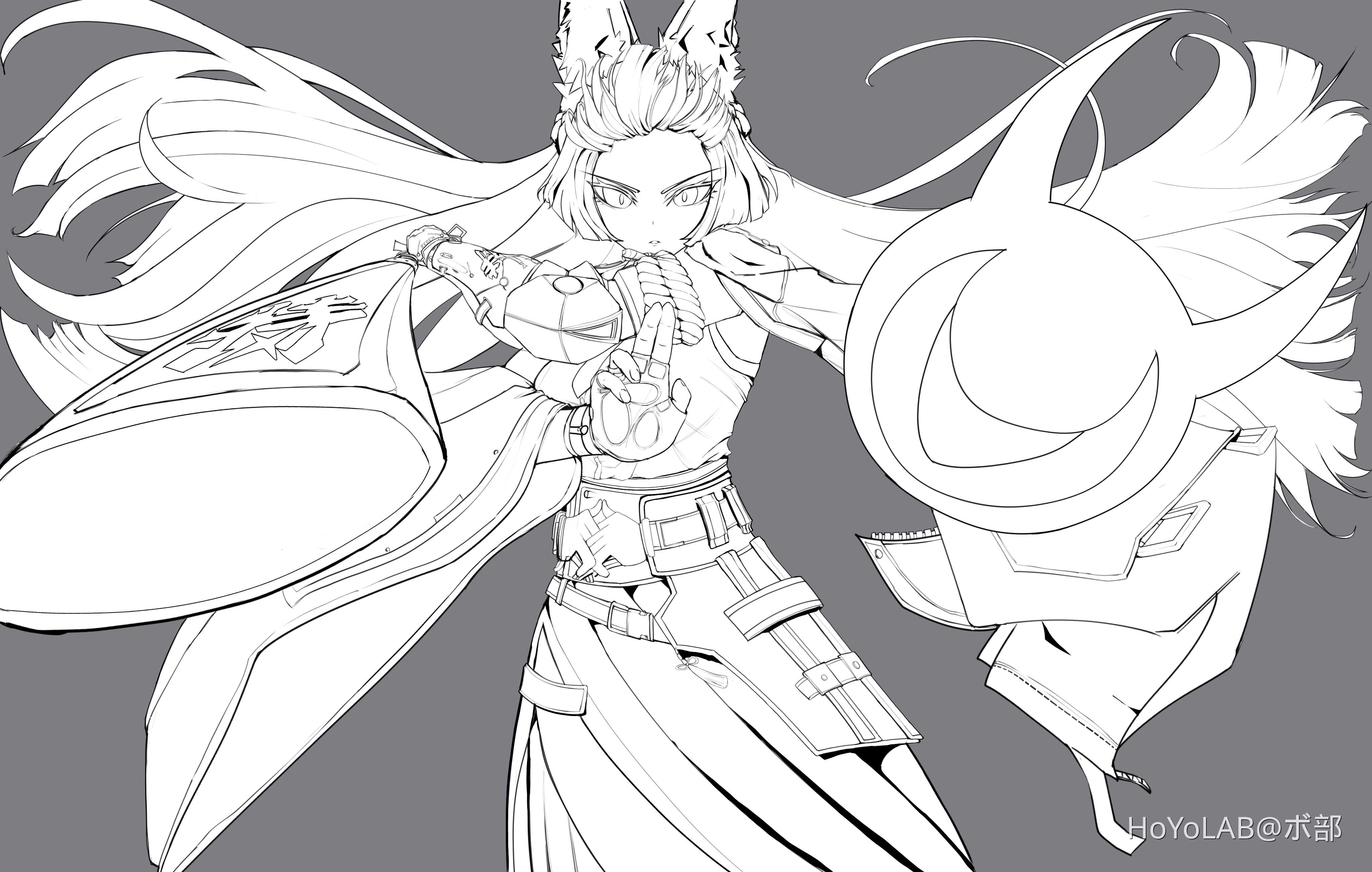 ロビン ガネーシャ 線画 アート 白フレーム ロビン ガネーシャ 線画