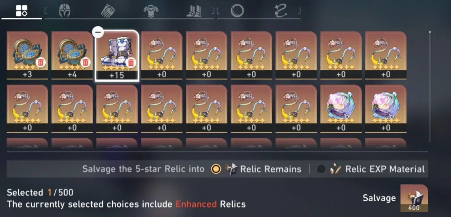 Enhanced Relic Can be Converted to Relic Remains, Which Can Become 