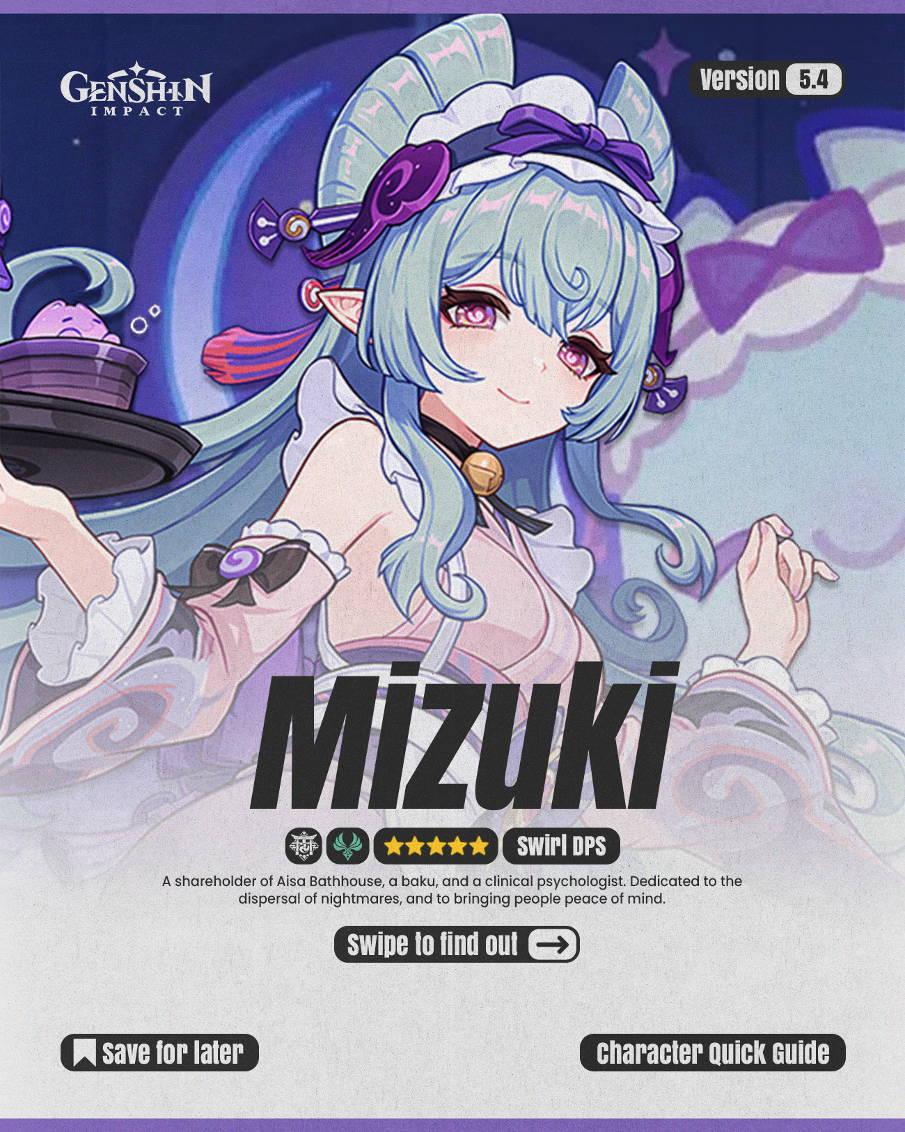 Yumemizuki Mizuki Build Guide (Swirl DPS) — Infographic v5.4